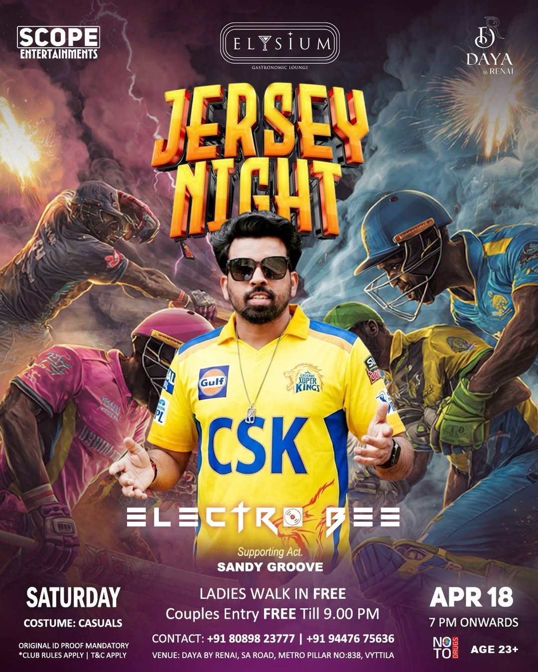 Jersey Night ft. DJ ElectroBee | Elysium Gastronomic Lounge, Daya by Renai, Vyttila, Kochi