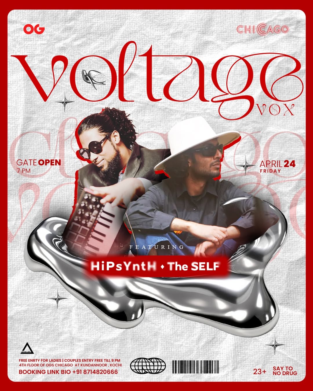Voltage VOX – Live Electronic Night in Kochi Ft. HiPsYnTh and The SELF | OG’s Chicago, Kundannoor, Kochi