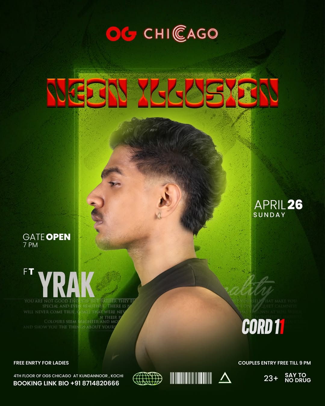 Neon Illusion β Glow Party Night in Kochi Ft. YRAK | OGβs Chicago, Kundannoor, Kochi
