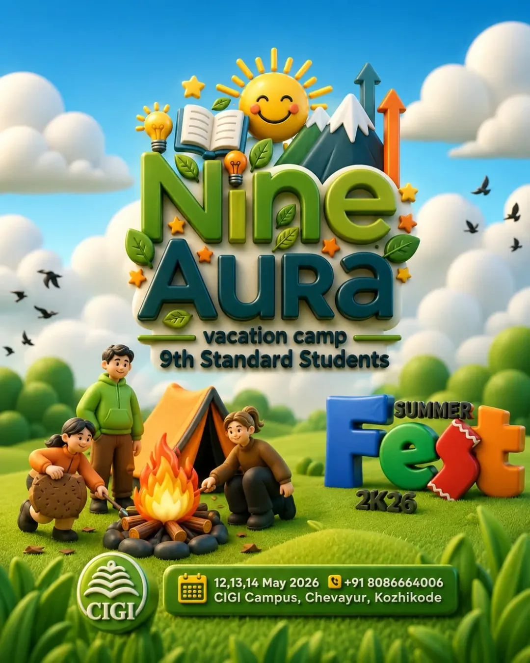 NineAura Summer Vacation Camp 2026 for 9th Standard Students | CIGI Campus, Chevayur, Kozhikode