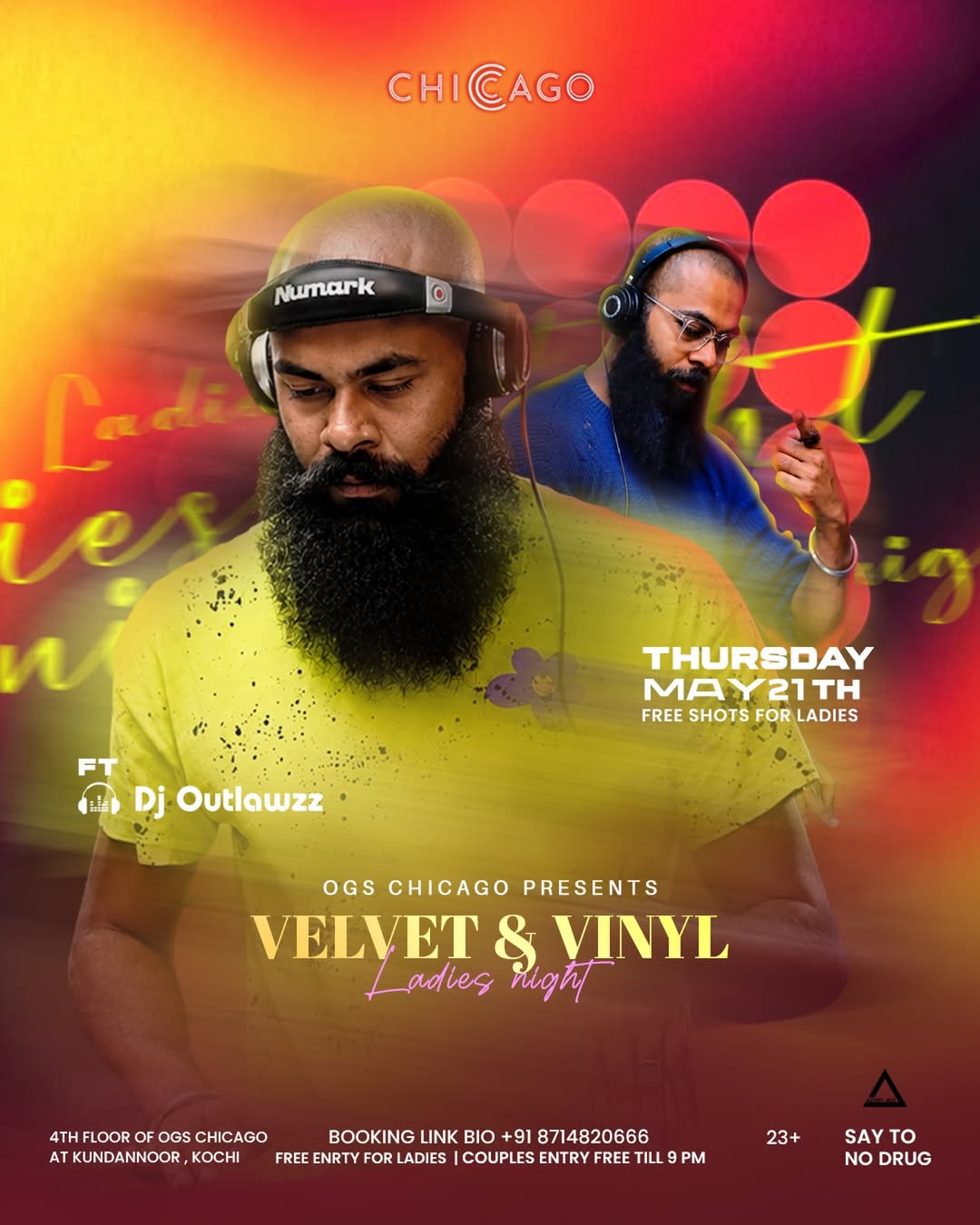 Velvet & Vinyl โ Ladies Night Ft. DJ Outlawzz | OGโs Chicago, Kundannoor, Kochi