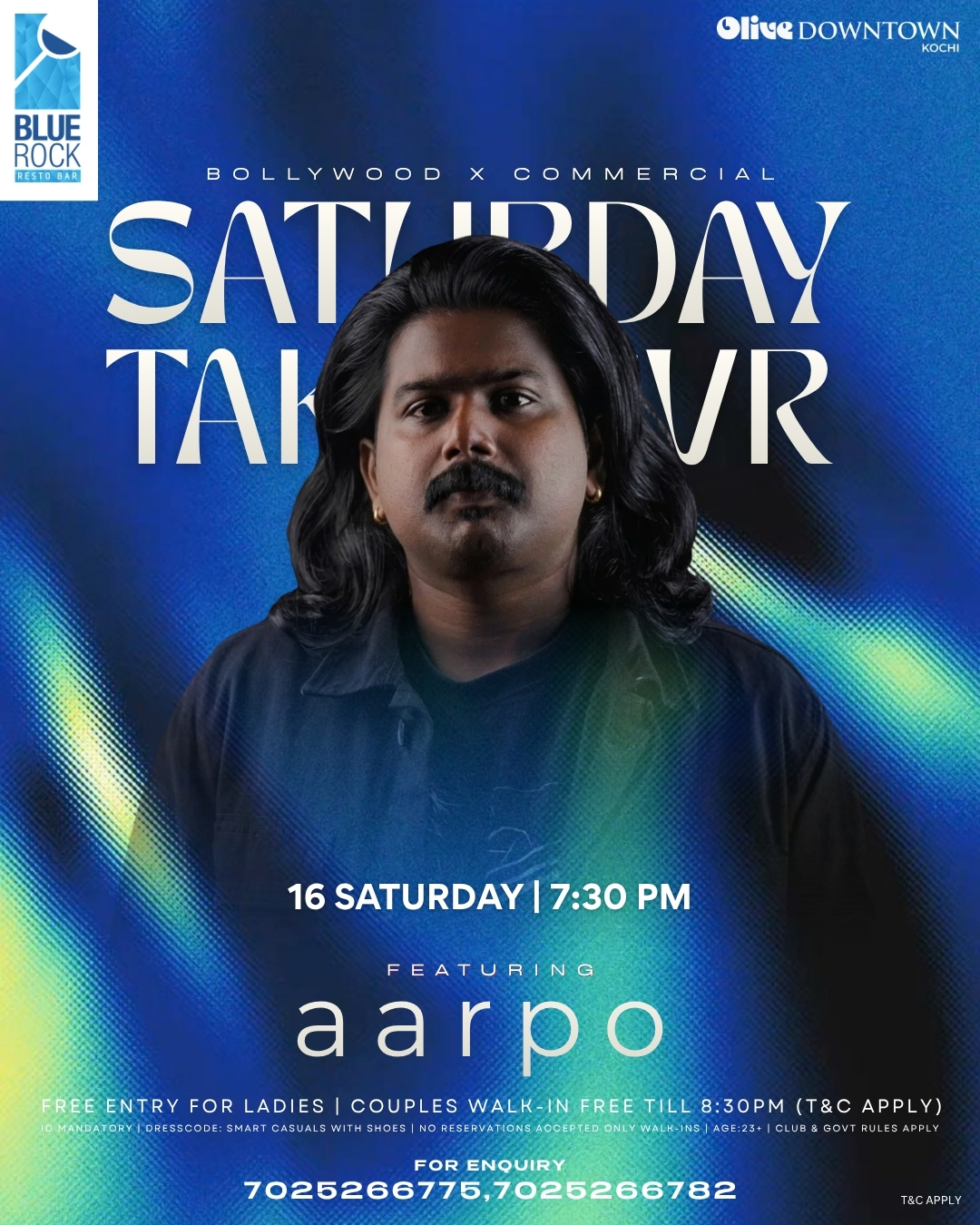 Bollywood x Commercial Saturday Takeover Ft. Aarpo Live | Blue Rock Resto Bar – Olive Downtown Kochi