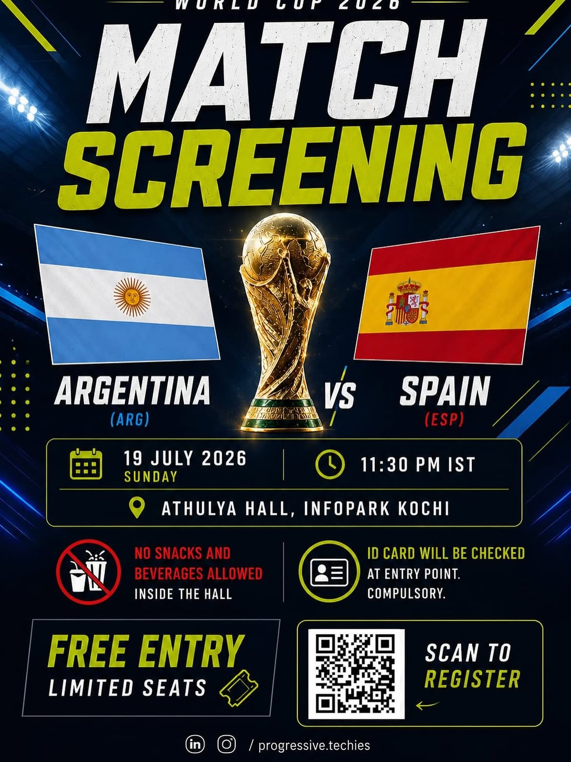 World Cup 2026 Grand Finale Live Screening | Athulya Hall, Infopark Kochi