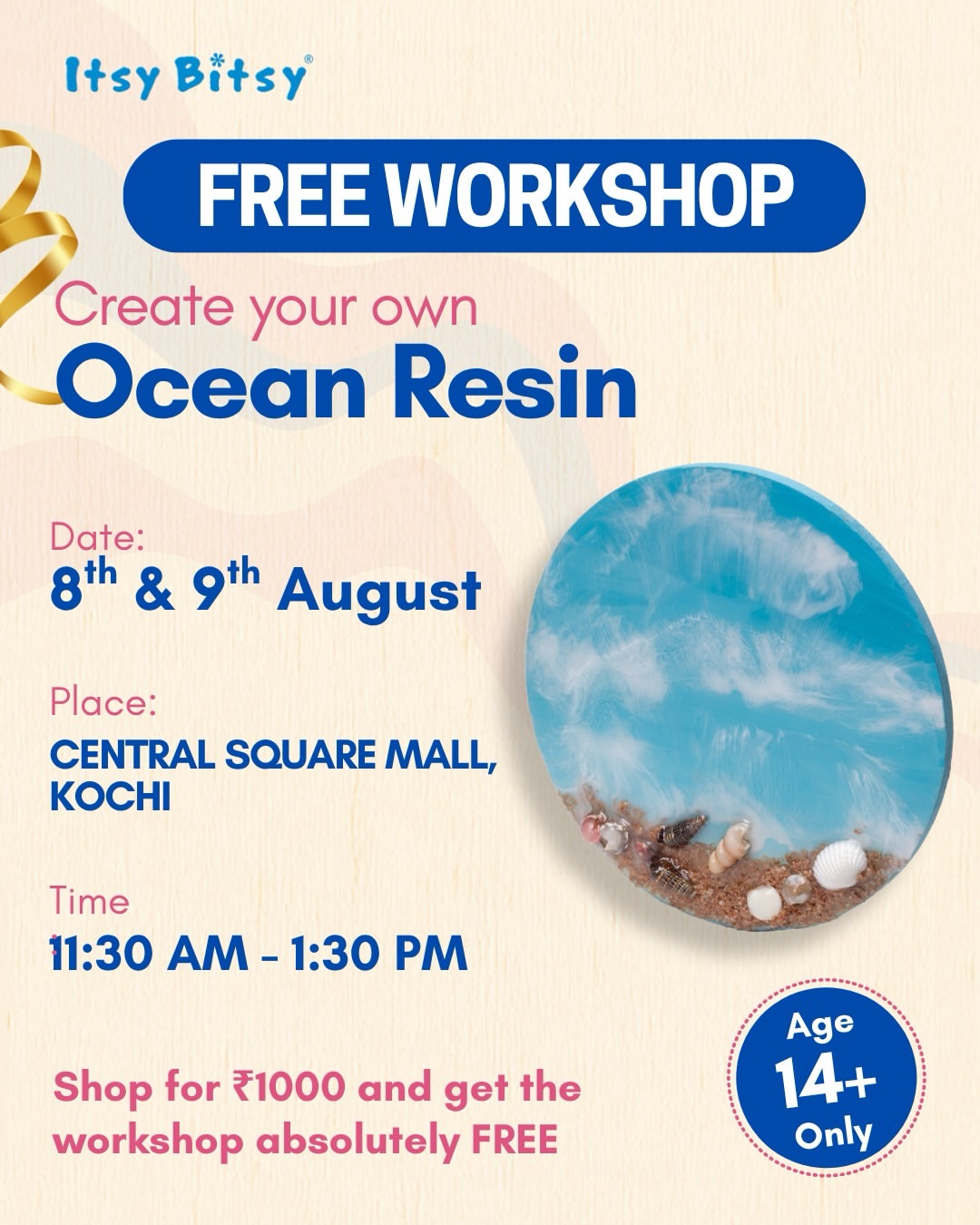 Ocean Resin Workshop | Itsy Bitsy Art & Craft, Central Square Mall, Kochi