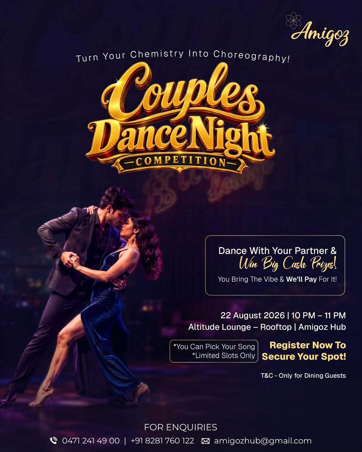 Couples Dance Night – Competition | Altitude Lounge, Amigoz Hub, Trivandrum