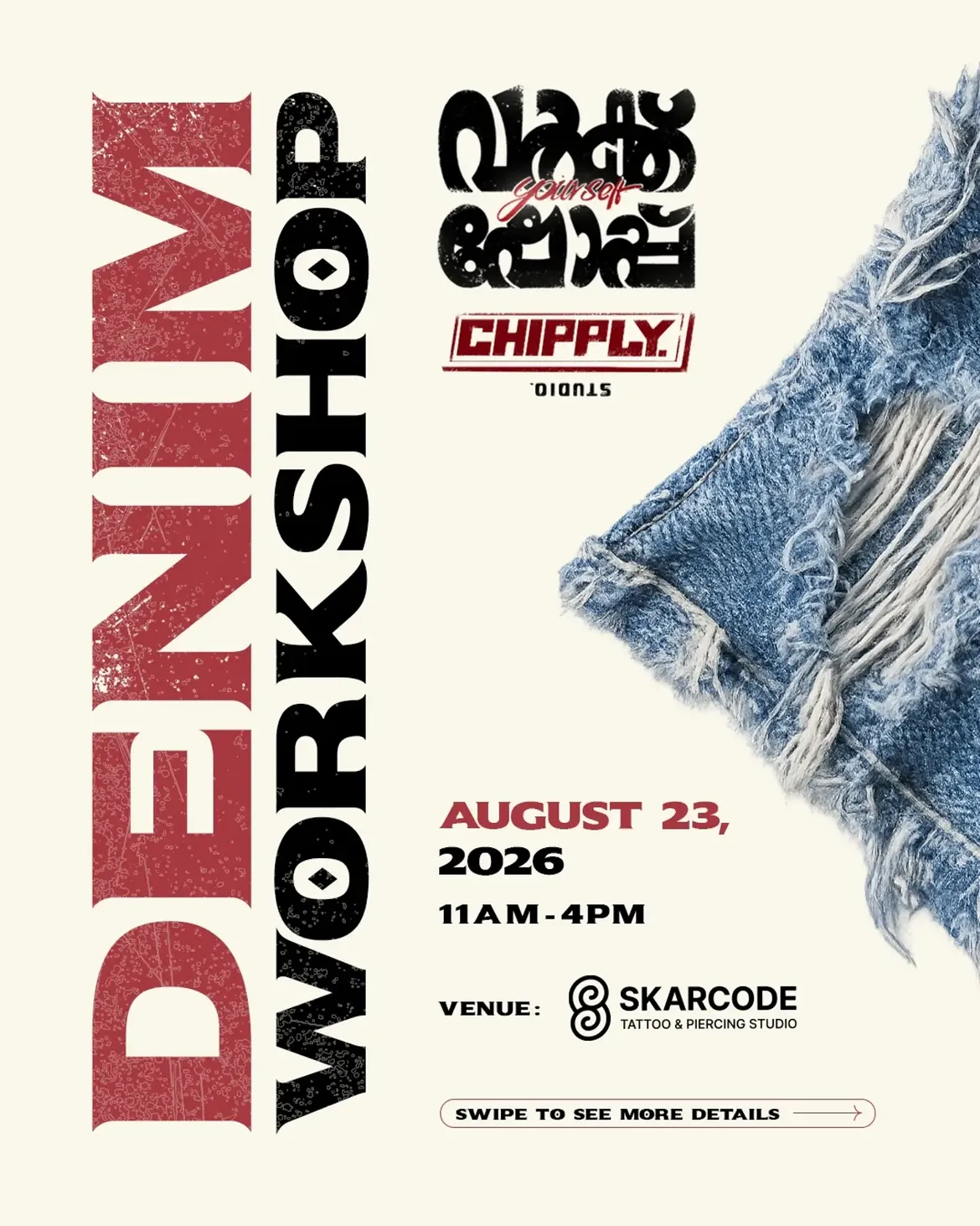 Art Yourself β Denim Workshop | Skarcode Tattoo & Piercing Studio, Kozhikode