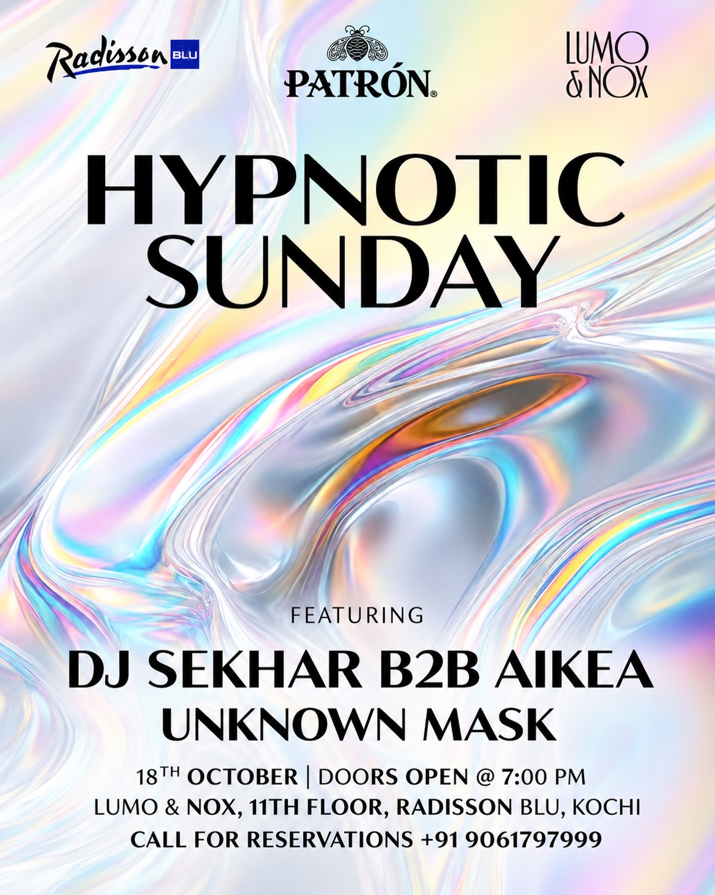 Hypnotic Sunday by DJ Sekhar B2B DJ Aikea | Lumo & Nox, Radisson Blu, Kochi