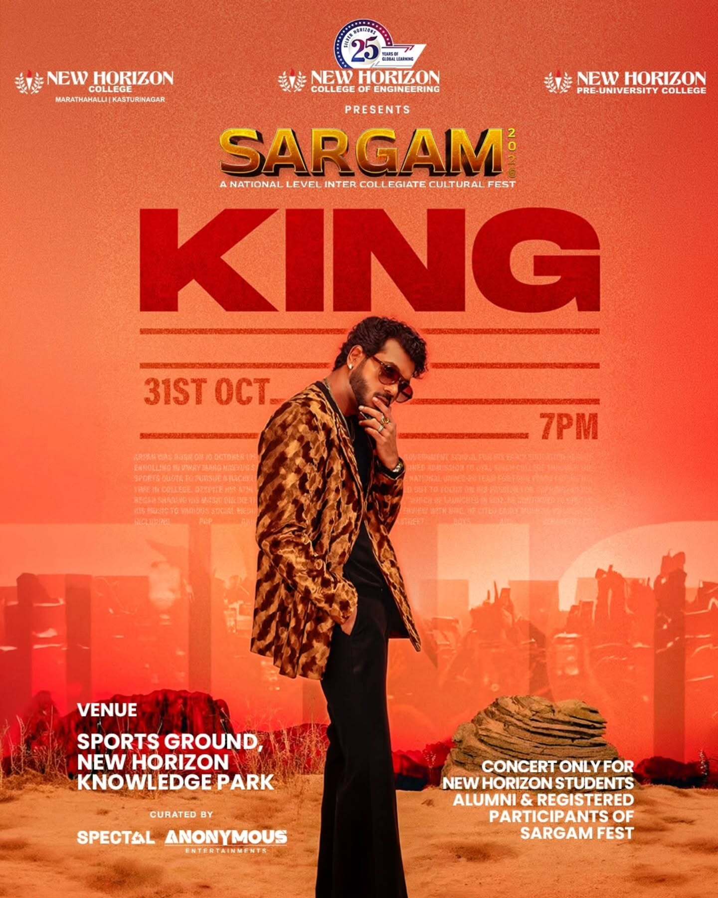 KING Live at SARGAM 2026 | Sports Ground, New Horizon Knowledge Park, Bangalore