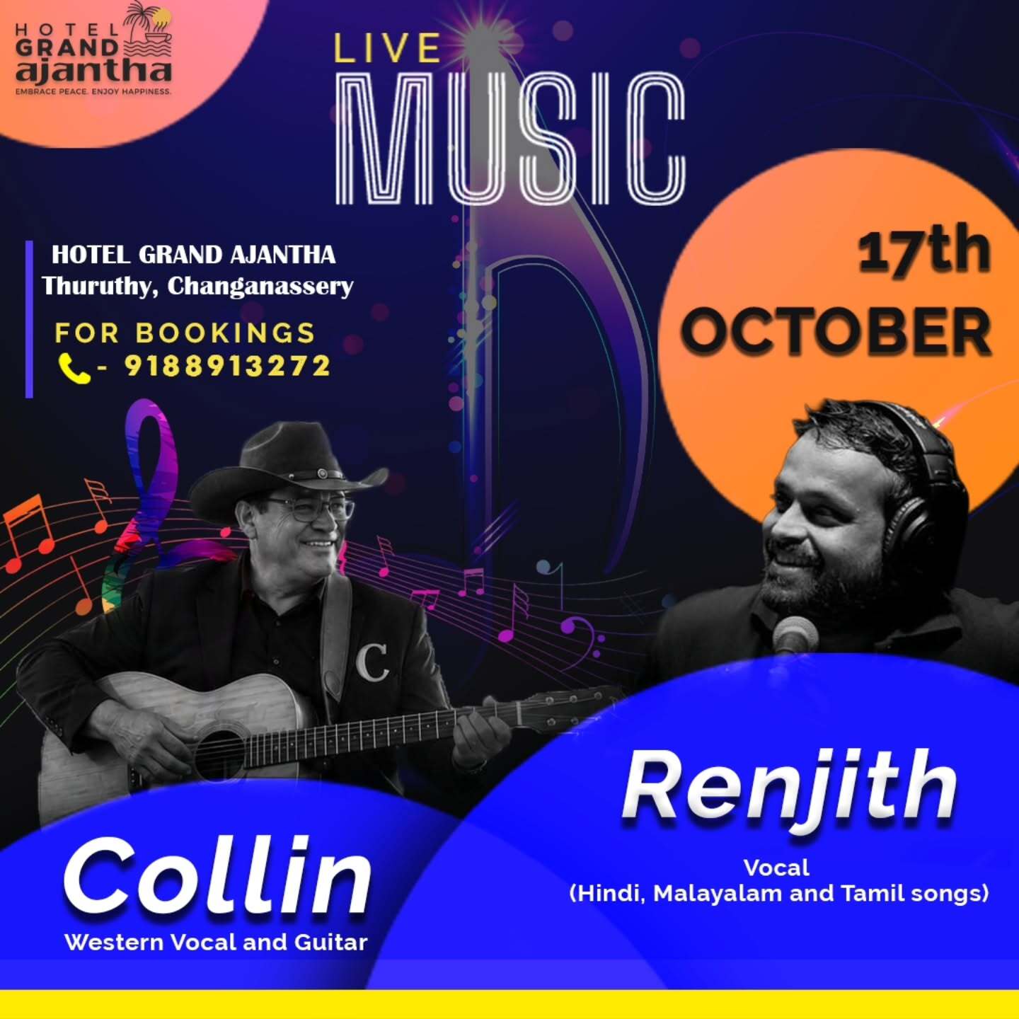 Collin and Renjith Live Music Night | Hotel Grand Ajantha, Thuruthy, Changanassery