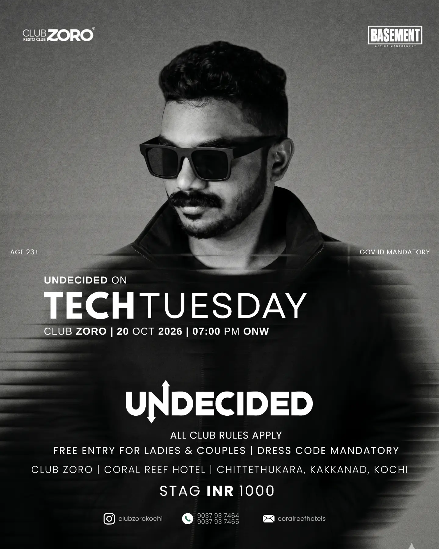 Undecided Live at Club Zoro | Tech Tuesday, Coral Reef Hotel, Kakkanad, Kochi
