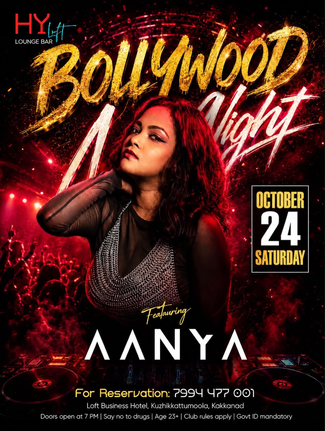 Bollywood Night Featuring DJ AANYA | HYLOFT Lounge Bar, Loft Business Hotel, Kuzhikkattumoola, Kakkanad