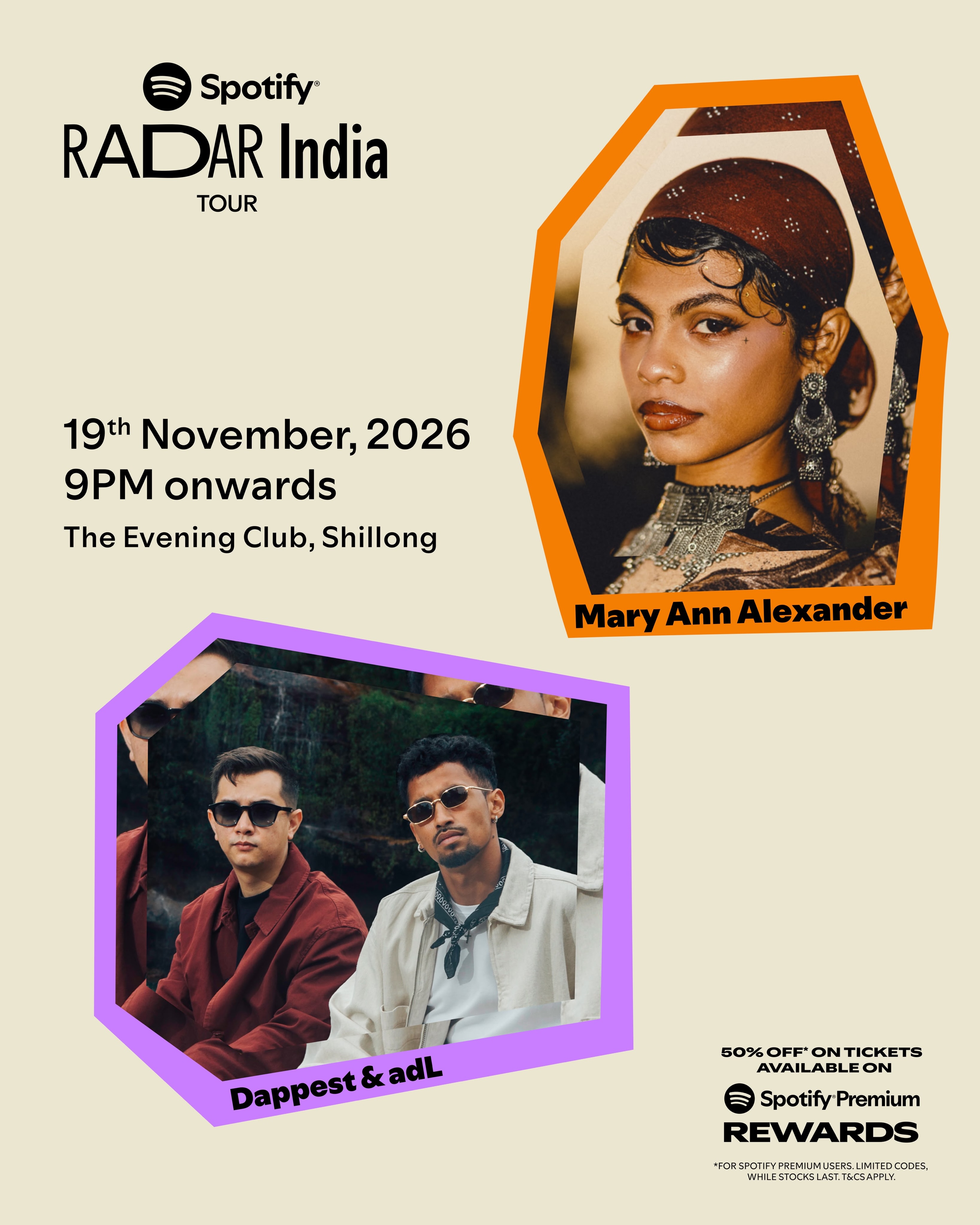 Spotify RADAR India Tour: Mary Ann Alexander, Dappest & adL | The Evening Club, Shillong