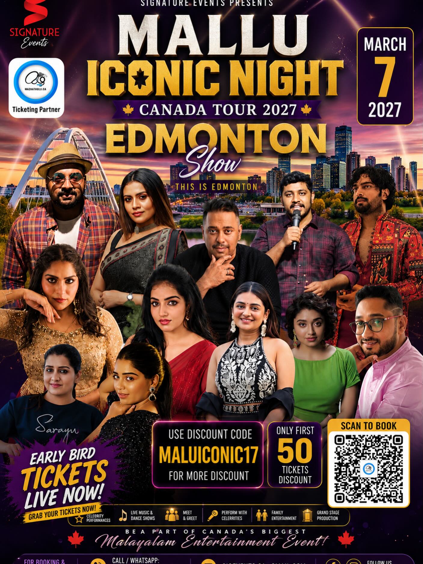Mallu Iconic Night – Edmonton Show 2027 | Evario Events Centre, Edmonton, Alberta