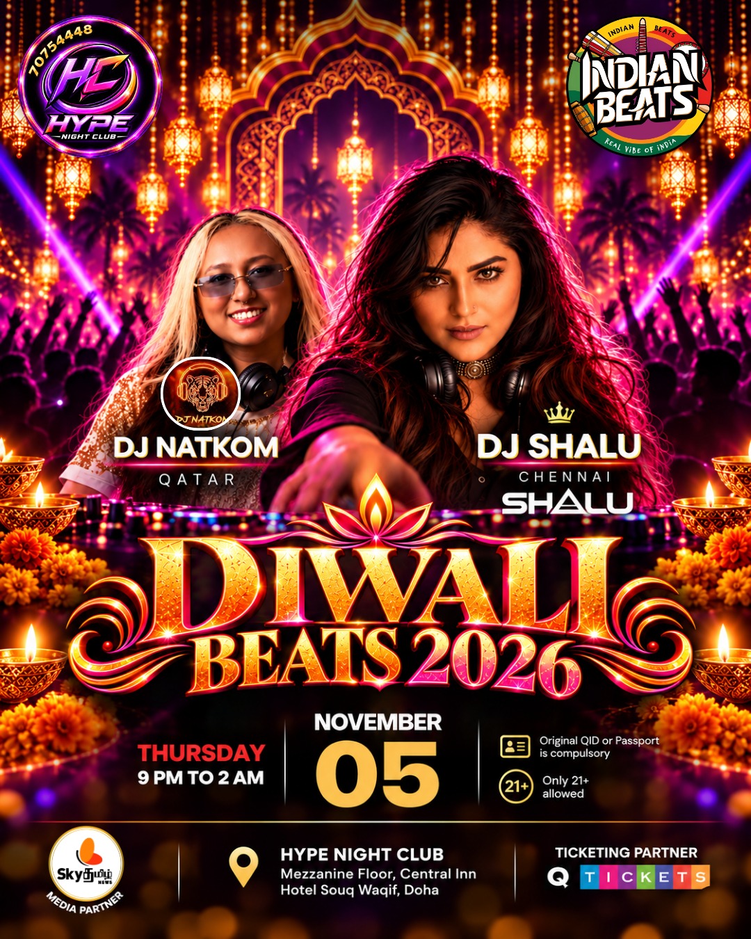 Diwali Beats 2026 | Hype Night Club, Central Inn Hotel, Souq Waqif, Doha