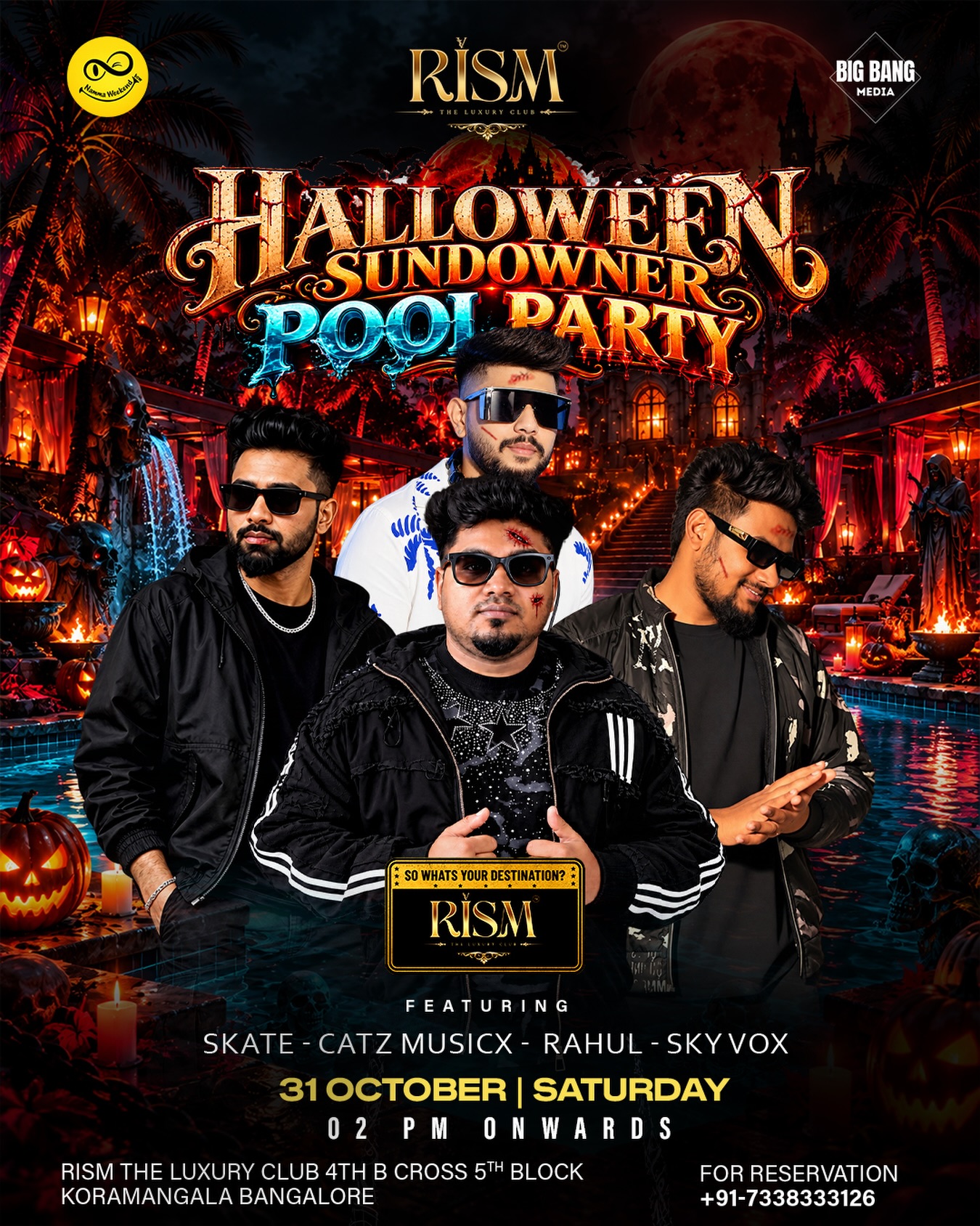 Halloween Sundowner Pool Party featuring SKATE, CATZ MUSICX, RAHUL & SKYVOX | RISM The Luxury Club, Koramangala, Bengaluru