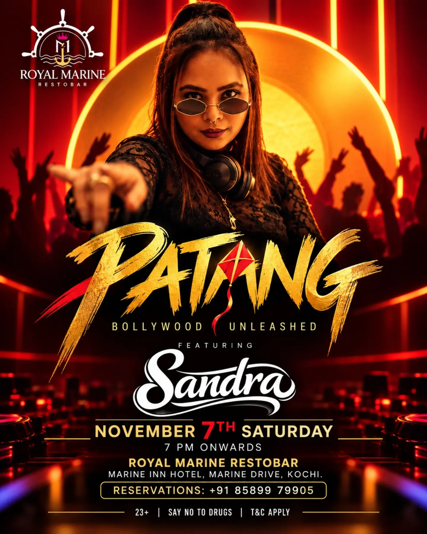 Patang – Bollywood Unleashed Featuring Sandra | Royal Marine Restobar, Marine Inn Hotel, Marine Drive, Kochi