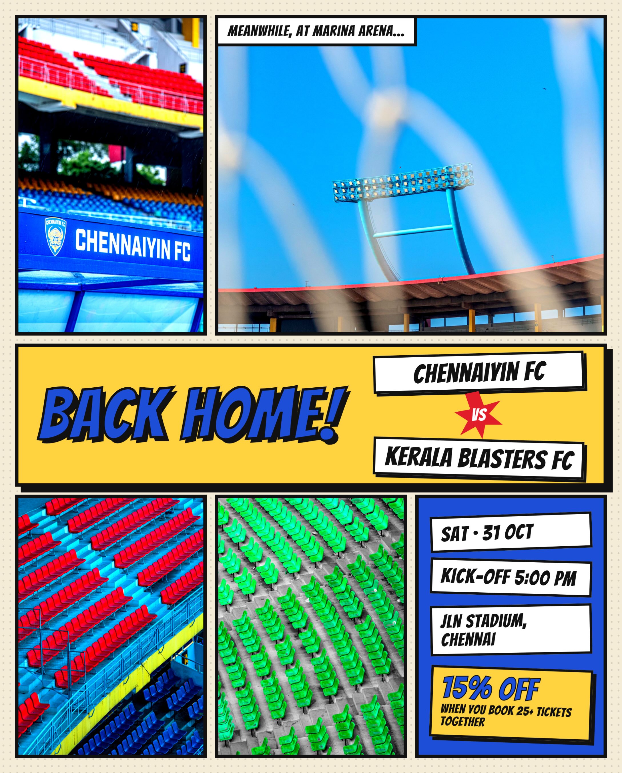 Chennaiyin FC vs Kerala Blasters FC | Jawaharlal Nehru Stadium, Chennai