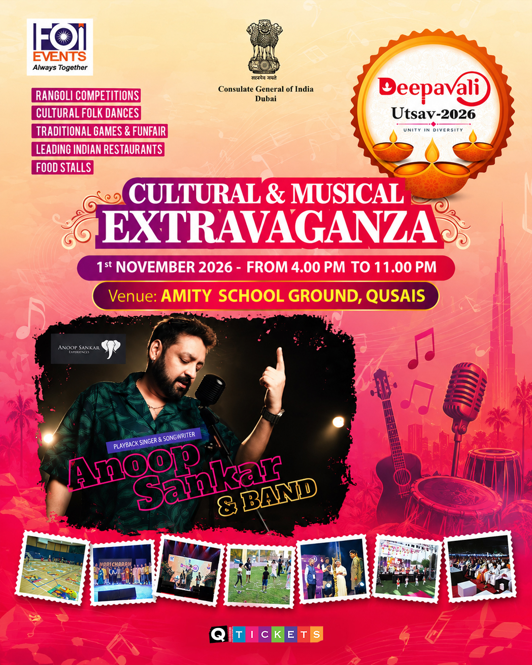 Deepavali Utsav 2026 – Unity in Diversity | Anoop Shankar & Band | Amity School Ground, Al Qusais, Dubai